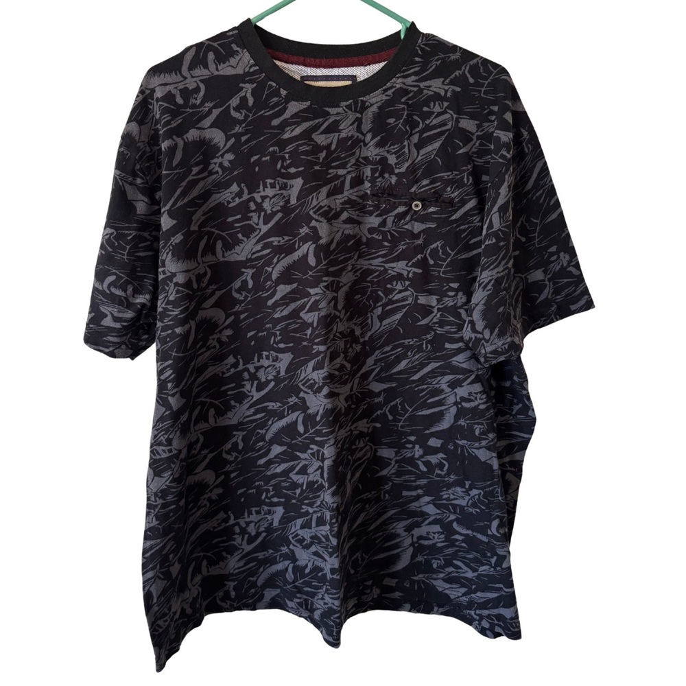 Hudson & Barrow Men's Black and Gray Patterned Tee